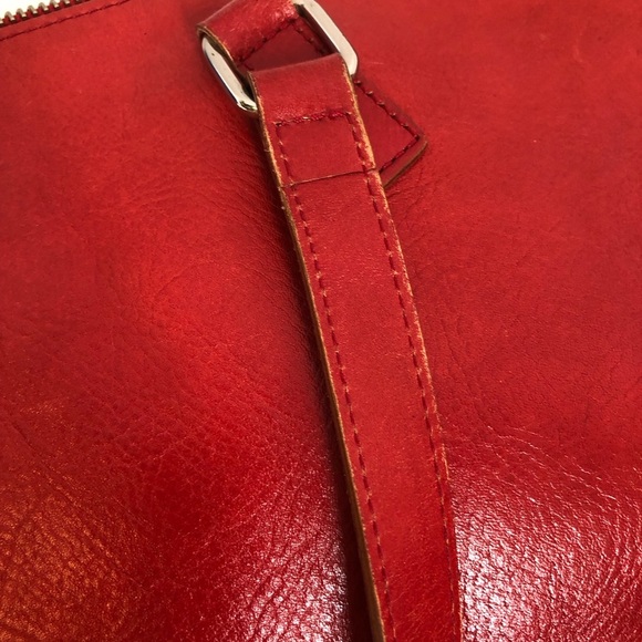 Club Monaco Red Leather Portfolio Tote - Picture 12 of 15